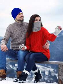 1 Pieza Cuello De Invierno Grueso De Forro Polar Para Exteriores Contra Viento, Polvo Y/o Para Mantenerse Caliente. Adecuado Para Montar, Esquiar, Patinar, Acampar. También Puede Utilizarse Como Mascarilla Y/o Diadema