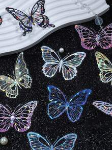 20入組蝴蝶島系列中空蝴蝶貝殼設計復古明亮膠貼紙,diy裝飾和剪貼簿 - A - 查看 2