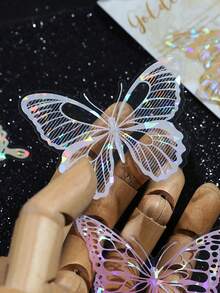 20入組蝴蝶島系列中空蝴蝶貝殼設計復古明亮膠貼紙,diy裝飾和剪貼簿 - A - 查看 7