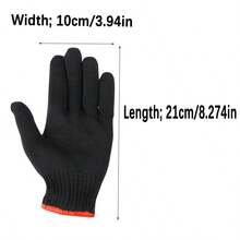 24入組(12對)中性耐用尼龍安全手套,具有防滑功能,透氣,適用於園藝,物品處理,施工現場,機械維護,黑色 - 黑色 - 查看 5