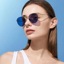 1pc Women's Vegoos Vintage Style Sunglasses, Small Round Frame, Black Color, Anti-Uv, High-End Retro Hong Kong Style, Sun Glasses - Multicolor - View 3