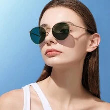 1pc Women's Vegoos Vintage Style Sunglasses, Small Round Frame, Black Color, Anti-Uv, High-End Retro Hong Kong Style, Sun Glasses - Multicolor - View 5