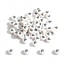 100入組a-z字母珠子4x7mm亞克力圓珠,適用於珠寶製作、diy手鏈、項鍊、鑰匙扣、手工藝供應品 - 黑白色 扁圓形 - 查看 21