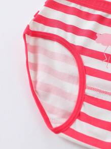 Young Girl 4pcs Sweet Striped Heart Pattern Printed Triangle Panties, All Seasons