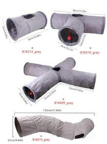 1pc Pet Cat Tunnel Toy, Pet Supplies, Cat Interactive Crawl Tube, Foldable Breathable Cat Tunnel, Fun Pet Accessory, Portable Assemble Cat/Dog Toy, Indoor Outdoor Pet Interactive Puzzle Exercise Toy, Suitable For Cats, Rabbits, Hamsters, Random Plush Ball Color - Multicolor - View 2