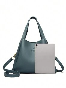 New Fashion 2024 Ladies' Shoulder Bag Crossbody Bag Tote Bag For Mom Middle-Aged Women Large Capacity - Blue - View 3