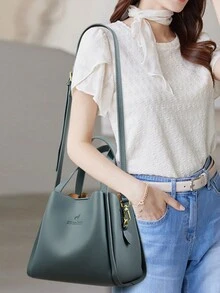 New Fashion 2024 Ladies' Shoulder Bag Crossbody Bag Tote Bag For Mom Middle-Aged Women Large Capacity - Blue - View 5