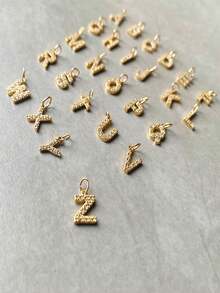 1pc Fashionable Simple Stainless Steel Alphabet Accessory, Daily Wear - Gold - View 3
