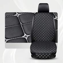 1入組 納帕皮革汽車座墊極簡單一前排座椅墊耐磨耐用，四季通用 - 黑與白 - 查看 1