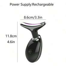 頸部按摩器-多功能儀器,具有和熱壓設置,可去除頸部和皺紋,適用於美容治療 - 黑色 - 查看 6