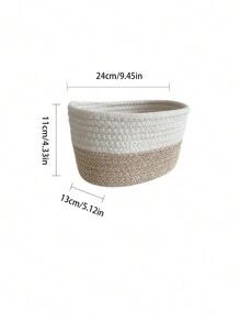 1 pièce/2 pièces Paniers de rangement en corde tressés à la main, bacs de rangement polyvalents pour jouets, cosmétiques, panier de rangement pliable, boîte de rangement de bureau, convient pour la salle de bain, le bureau, la chambre, le salon, la boîte à bijoux, le maquillage et divers