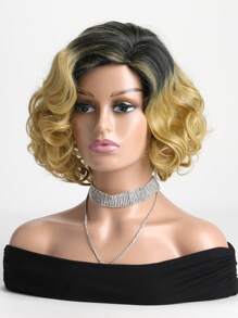 女士時尚短卷髮漸層金色12英寸合成假髮,適合日常穿著 - 漸層 - 查看 5