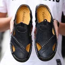 Men's Summer New Casual Sports Sandals, Handmade Beach Sandals - Black - View 6