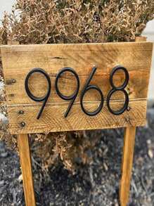 1pc Resin Floating House Number 0-9 Set, Black Modern Door Number, Address Plaque, Outdoor House Number, Garden Mailbox Decoration Digits With Nails, Suitable For Decoration - Black - View 5