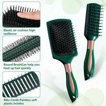 6 PCS Airbag Hairbrushes Set: Anti Static Massage Comb, Oval Airbag Comb Detangling Curling Comb, Hair Brush Set For Women Men Children - Green - View 3