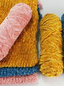 Sợi nhung mềm mại chenille 100g (một cỡ)/200g/250g, nguyên liệu đan móc DIY, thích hợp cho khăn quàng cổ/áo len, 100% sợi nhung polyester, phụ kiện đan móc (không bao gồm đạo cụ trưng bày) - Màu xanh nước biển - Xem 4