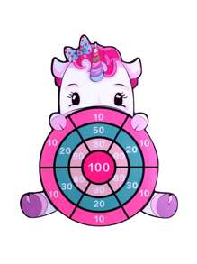 Cartoon Dart Board Target Sports Throwing Game Toys Set With 6 Sticky Balls Indoor/Outdoor Fun Party Games Gift - Pink - View 2