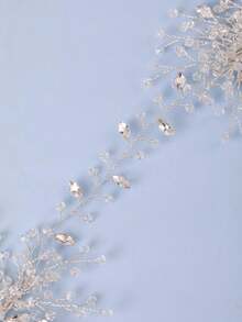 1 件女士銀色優雅浪漫水晶頭帶,手工編織奢華水鑽頭頭飾,適合婚禮、生日、派對 - 銀色 - 查看 4