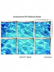 6pcs/Set 3d Stereo Ocean Bathtub Self-Adhesive Anti-Slip Waterproof& Wear Resistant Bathroom Sticker - Blue - View 5