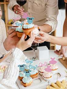 12pcs Gender Reveal Theme Party Cake Decorations - Multicolor - View 4