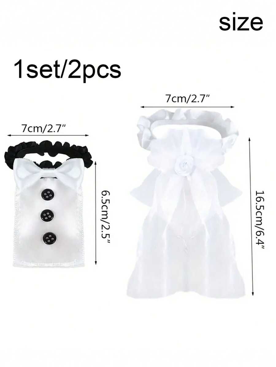 1set/2pcs Diy Bride & Groom Wine Glass Sleeves, Champagne Glass Covers