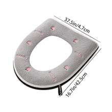 1pc Extra Thick Toilet Seat Cover With Handle, Waterproof Toilet Lid Cover With Zipper For Universal Toilets, Autumn And Winter - Multicolor - View 7