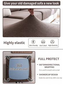 1pc Waterproof Four Seasons Universal Stretch Sofa Slipcover For L-Shaped And 1/2/3/4-Seat Sofas, Simple Modern Style Anti-Slip Sofa Cover, Living Room Sofa Protector