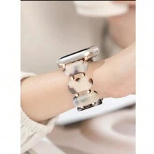 1pc Stylish Elastic Resin Watch Strap Compatible With Apple Watch Ultra2/1, S9/8/7/6/Se/5/4/3/2/1 In Size (49/45/44/40/41/42/38) Is Waterproof, Wearable And Easy To Wear - Ginger - View 6