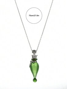 1PC Bottle Aroma Essential Oil Diffuser Pendant Necklace Perfume Vial Pendant Necklace Jewelry Aromatherapy Jewelry Ornament Gift For Men Women - Green - View 4