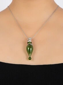 1PC Bottle Aroma Essential Oil Diffuser Pendant Necklace Perfume Vial Pendant Necklace Jewelry Aromatherapy Jewelry Ornament Gift For Men Women - Green - View 5