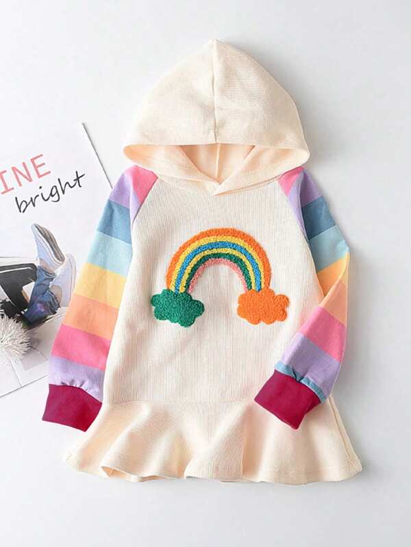 Young Girl Casual Cute Red Hooded Dress, College Style, Spring And Autumn