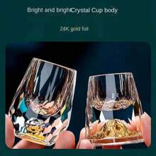 1個k9水晶玻璃白酒杯或烈酒杯或高腳杯,配有金葉隔板 - 無色 - 查看 1