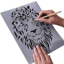 1 件套绘画模板创意动物主题蕾丝尺个性化刮画模板 - 乳白色 - 查看 2