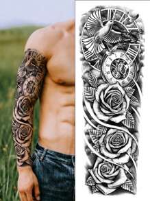 1張印有花卉圖案的男女暫時性紋身貼紙