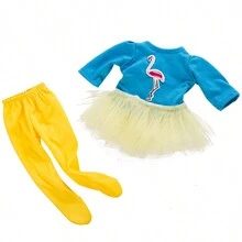 1 套 18 英寸美國女孩娃娃或 43 厘米重生娃娃衣服,包括時尚薄紗連身裙 - Q18-279藍色鴕鳥紗裙 - 查看 6