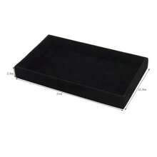 黑色珠寶盒鋪灰色絨布,配有耳環、耳墜顯示架,適用於珠寶存儲 - 黑色空盤 - 查看 4