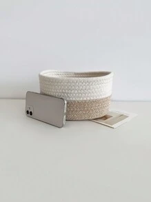 1 pièce/2 pièces Paniers de rangement en corde tressés à la main, bacs de rangement polyvalents pour jouets, cosmétiques, panier de rangement pliable, boîte de rangement de bureau, convient pour la salle de bain, le bureau, la chambre, le salon, la boîte à bijoux, le maquillage et divers