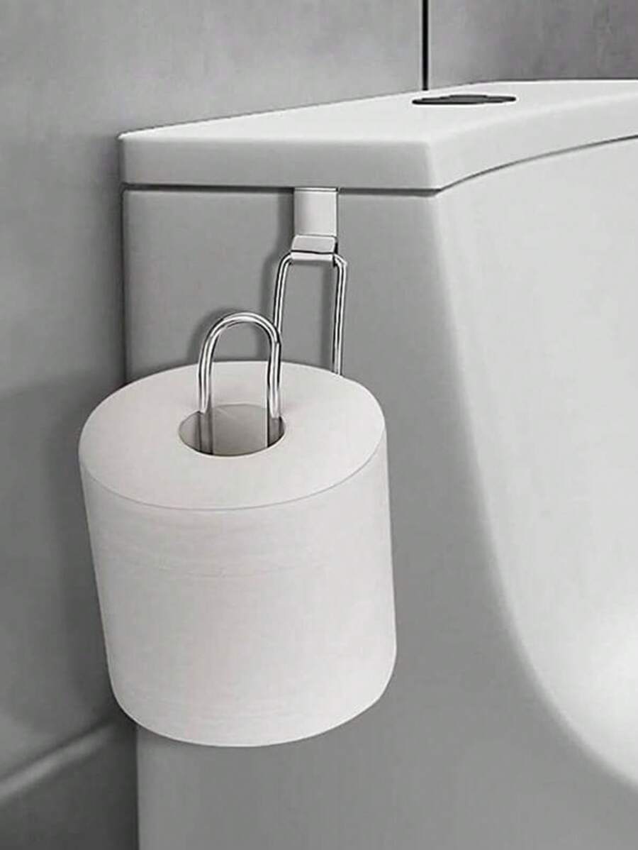 Wrought Iron Toilet Paper Holder & Roll Holder & Wall-Mounted Bathroom Tissue Holder - Silver - View 1