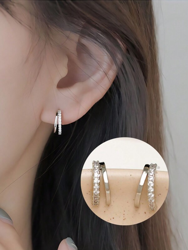 BALMORA 1 Par De Aretes De Plata De Ley S925 Versátiles Y Modernos Con Forma De C Y Diseño Geométrico Completo Para El Uso Diario De Las Mujeres Como Un Regalo