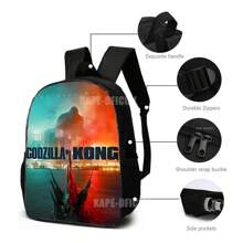 Mochila Escolares Impermeable Morral Mochila Dinosaurios Backpack Estuche Lápices De Dibujos Animados Godzillas Anime Regalo De Navidad Año Nuevo alumno - J - Ver 3