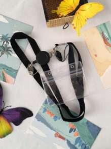 1入組透明塑膠卡片夾和防水識別證套,配黑色掛繩、可伸縮卡卷和皮帶夾 - 無色 - 查看 2