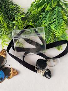 1入組透明塑膠卡片夾和防水識別證套,配黑色掛繩、可伸縮卡卷和皮帶夾 - 無色 - 查看 4