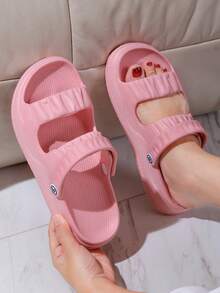 时尚女士 Eva 防滑软底凉鞋，适合户外和室内，厚底凉鞋，适合海滩、夏季 - 粉色 - 查看 2