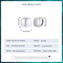 bamoer 1 Pair 925 Sterling Silver Delicate Square Earrings, Rhodium Plated, Hypoallergenic, Lightweight And Comfortable, Exquisite Jewelry Gift For Women - Silver - View 7