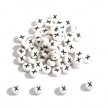 100入組a-z字母珠子4x7mm亞克力圓珠,適用於珠寶製作、diy手鏈、項鍊、鑰匙扣、手工藝供應品 - 黑白色 扁圓形 - 查看 24