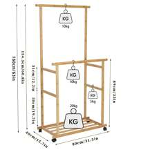 Bamboo Clothes Rail Rack: Double Hanging Rails Clothes Rack On Wheels Free Standing Garment Rack With Storage Shelves Coat Rack For Dress Pants Shoes 80x40x160cm Halloween Decorations Halloween Costumes Autumn Decor Festival Decor - Beige - View 5