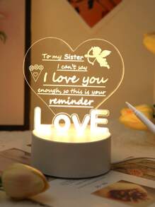 1pc 'I Love You' 3d Acrylic Night Light With Writing Board, Diy Expressing Love Night Lamp With Pen & Wipe Cloth, Perfect For Valentine's Day, Mother's Day, Father's Day And Other Romantic Occasions - Yellow - View 5