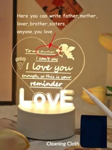 1pc 'I Love You' 3d Acrylic Night Light With Writing Board, Diy Expressing Love Night Lamp With Pen & Wipe Cloth, Perfect For Valentine's Day, Mother's Day, Father's Day And Other Romantic Occasions - Yellow - View 3