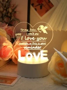 1pc 'I Love You' 3d Acrylic Night Light With Writing Board, Diy Expressing Love Night Lamp With Pen & Wipe Cloth, Perfect For Valentine's Day, Mother's Day, Father's Day And Other Romantic Occasions - Yellow - View 4