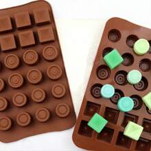 1pc, Chocolate Mold, 3D Silicone Mold, 24 Cavity Candy Mold, Pastry Mold, Baking Tools, Kitchen Accessories - Brown - View 1